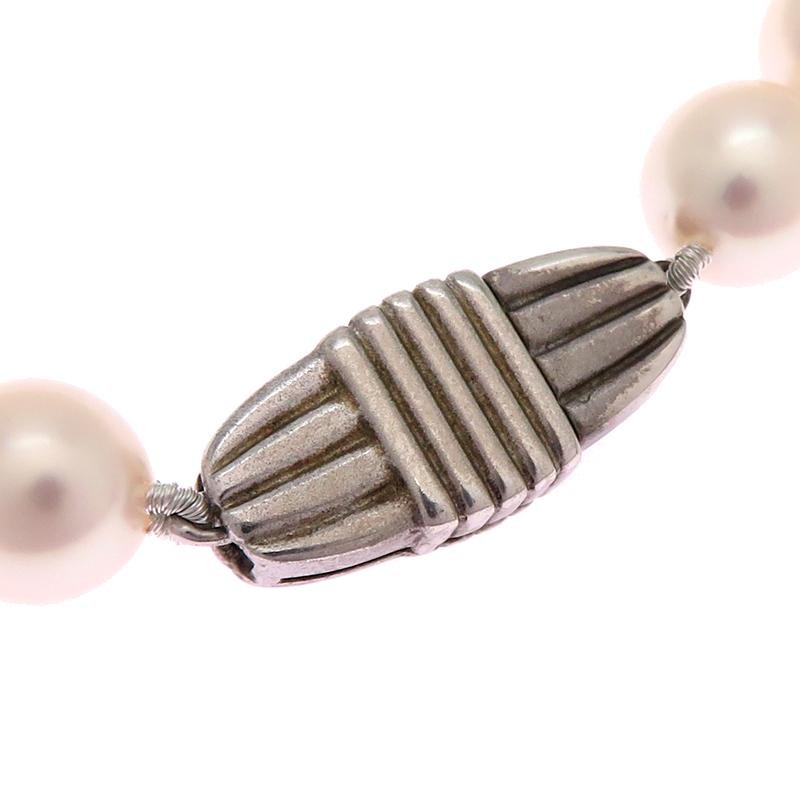 [USED] MIKIMOTO 7.0-7.5mm Pearl Necklace in 18K White Gold for Women FROM JAPAN