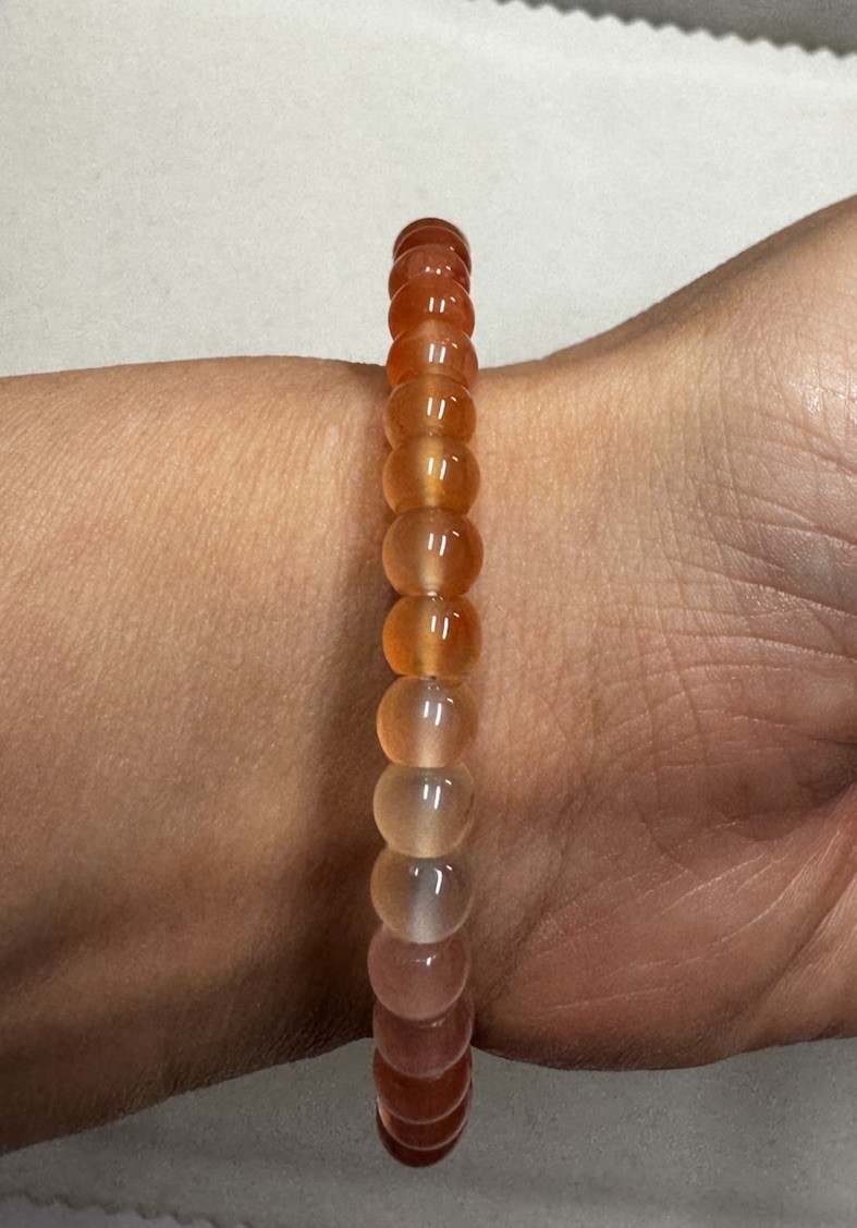 AAA 5.5mm straight cut ice beads nanhong agate Bracelet new in box 7” freeship