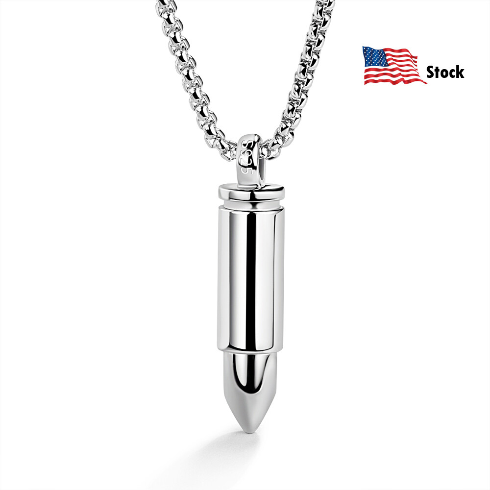 925 Sterling Silver 3mm Round Box Chain Bullet Pendant Holds Necklace 18″ to 28″