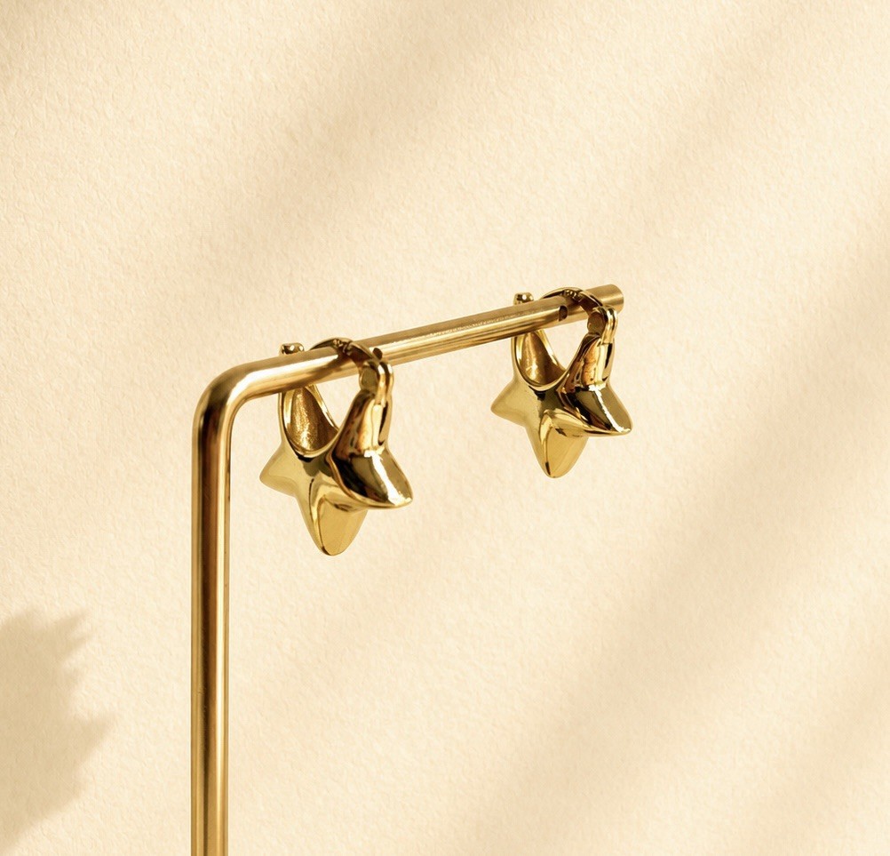 18K Gold Plated Star Huggie Earrings Celestial jewelry 079