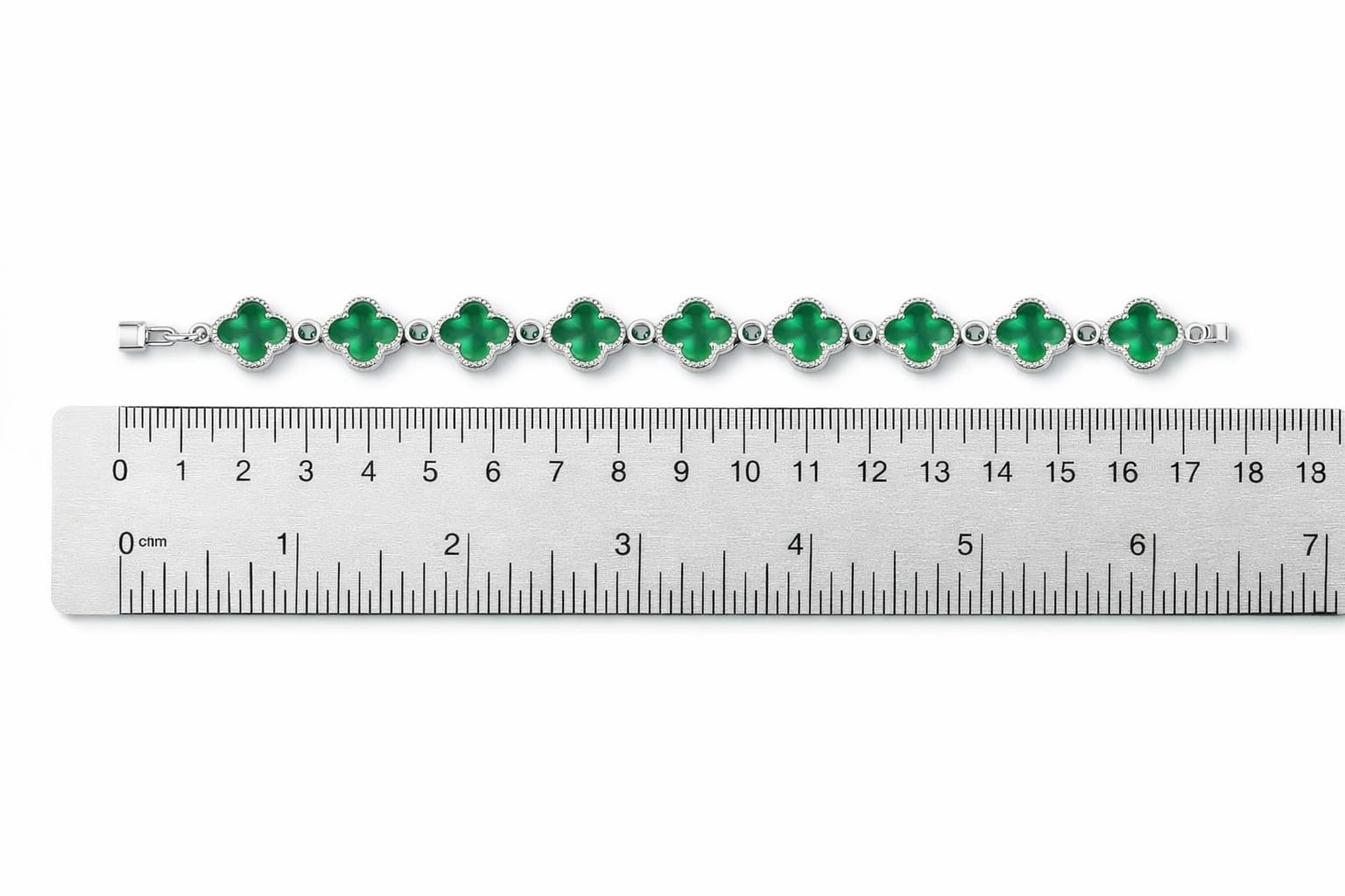 Simulated Green Emerald Clover Bracelet with Silver Accents Elegant Women’s Gift