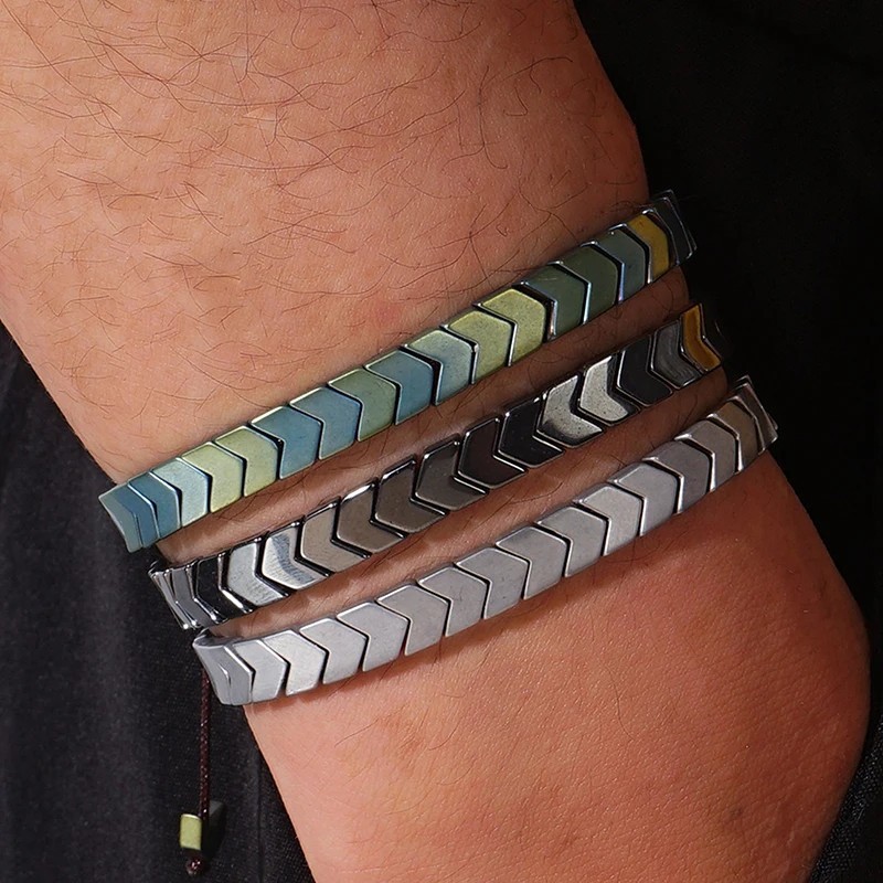 Hematite Bracelet 6.5″ – 8.5″ Natural Black Adjustable Healing Men Women Reiki