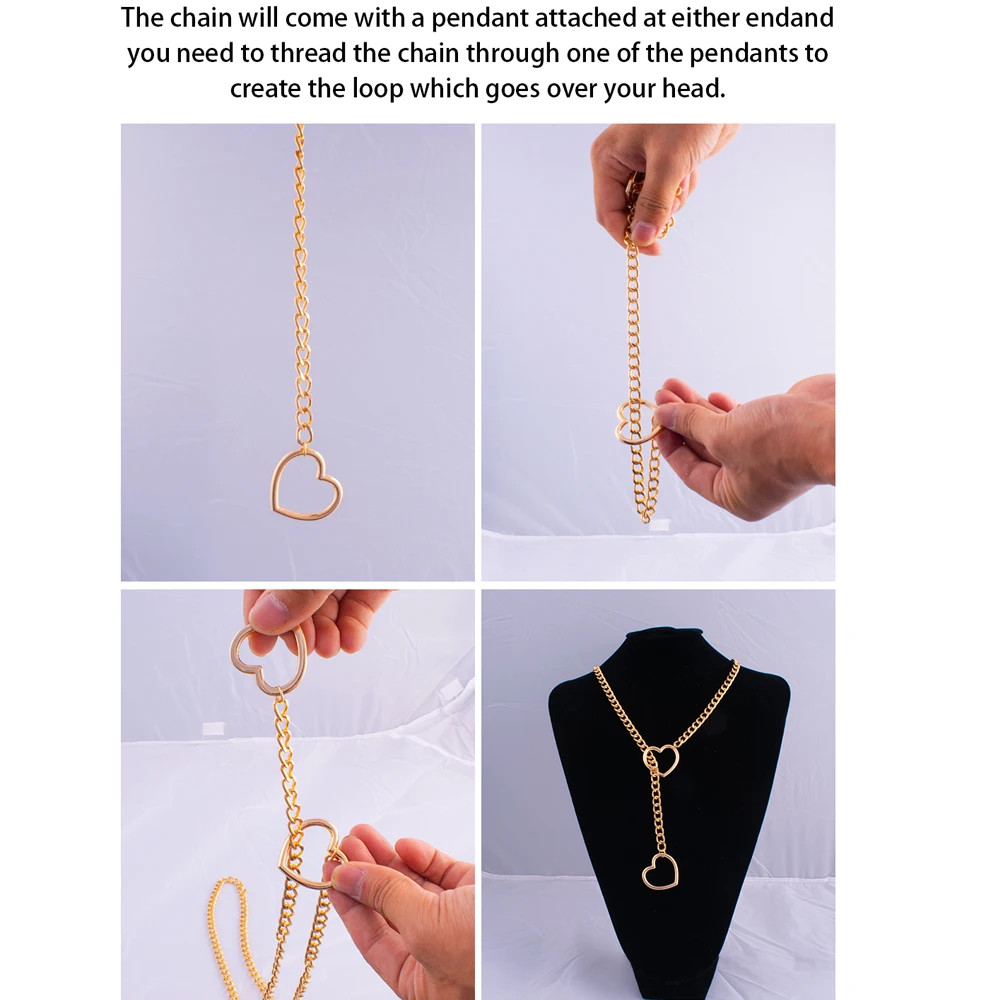 Heart Lock Slip Chain Necklace Love Chains Choker Padlock Collar for Women