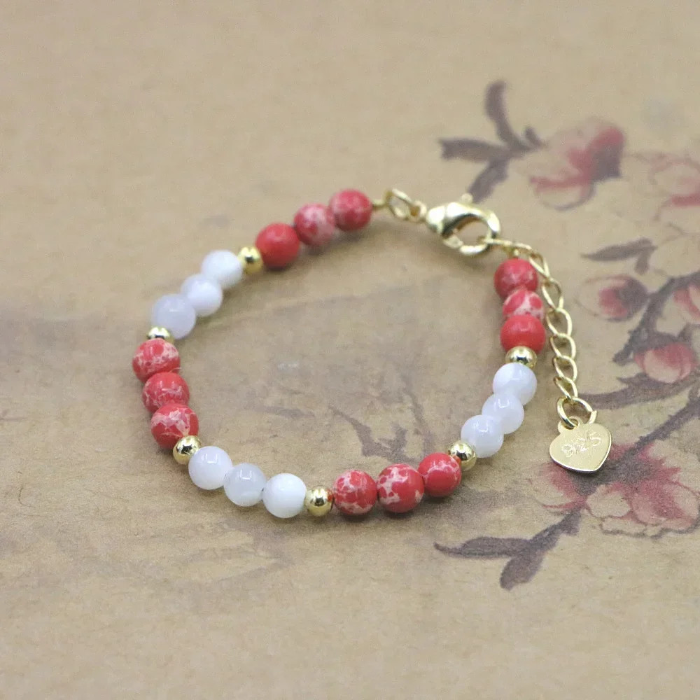 Baby Girls Bracelet Natural Stone Bead Lobster Clasp Charm Jewelry Adjustable