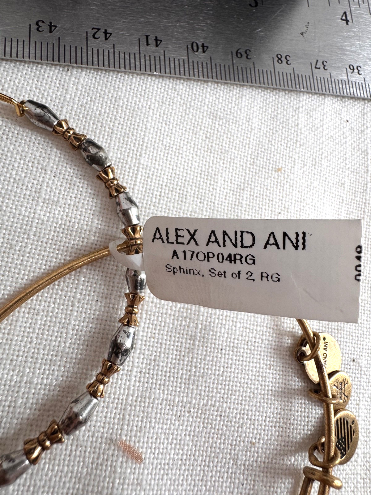 Alex and Ani Gold Oval Sphinx Charm Sliding Bangle Bracelet Set SEE PICTURE! NWT