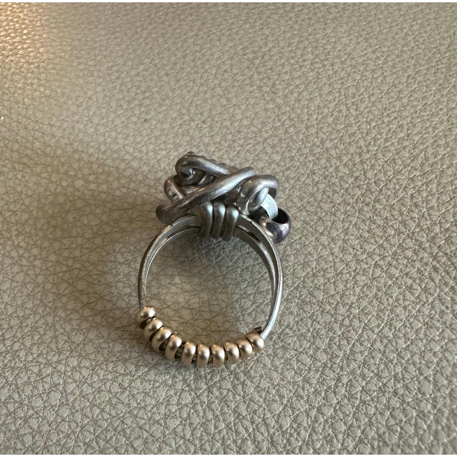 Fine Silver Wire Wrapped Ring with a 14k Gold Fill Wrapped Band Ring Size 8