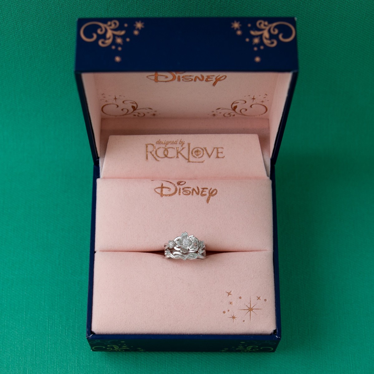 Disney X RockLove ‘Disney Mulan’ Mulan Cherry Blossom Stacker Rings Silver Sz 5