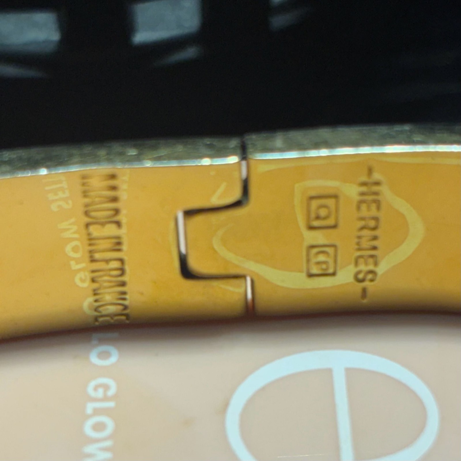 Hermès Clic H Bracelet in Orange Enamel and Gold Plated Hardware