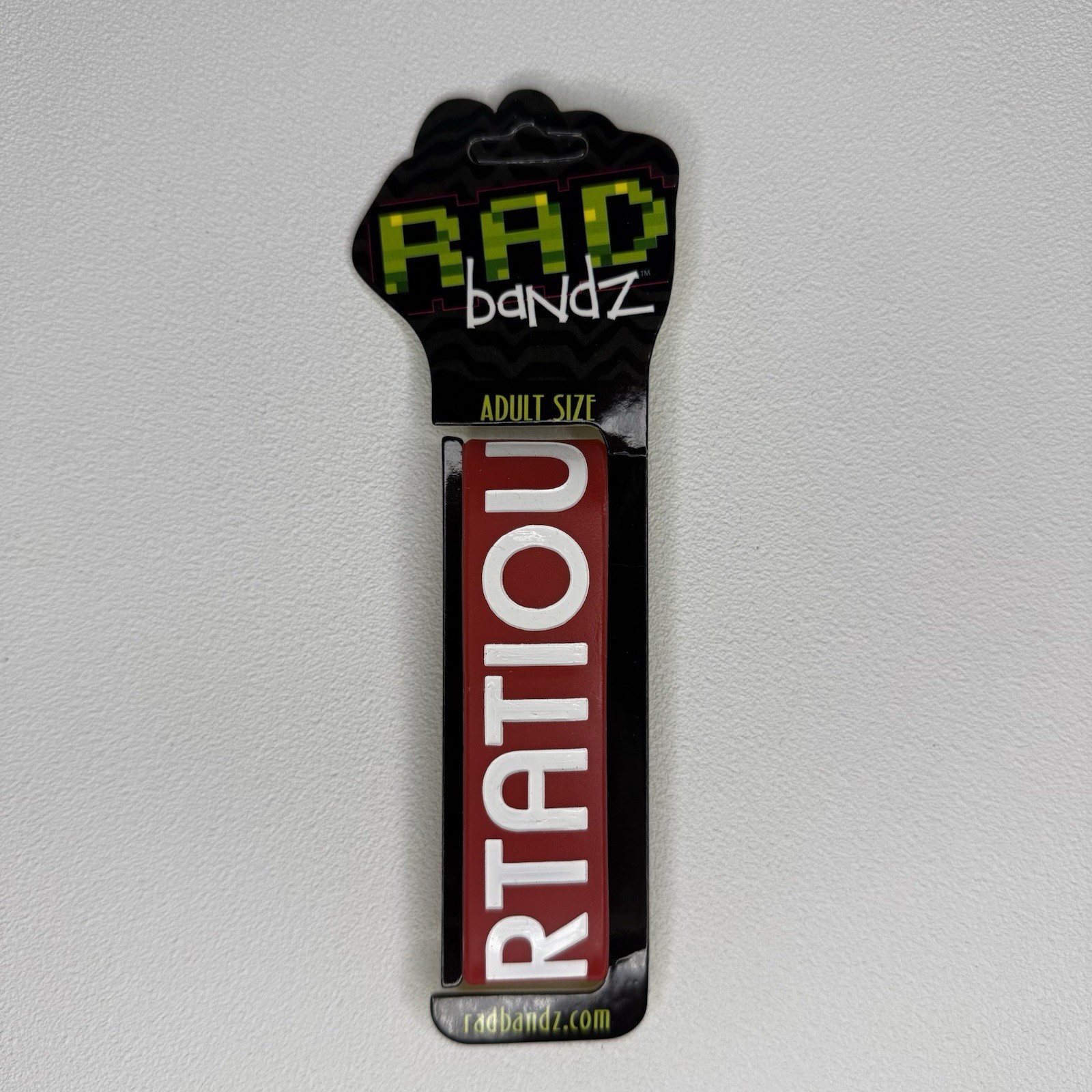 Radbandz FLIRTATOUS Hot Topic Silicone Wristband Bracelet Red White Adult Size