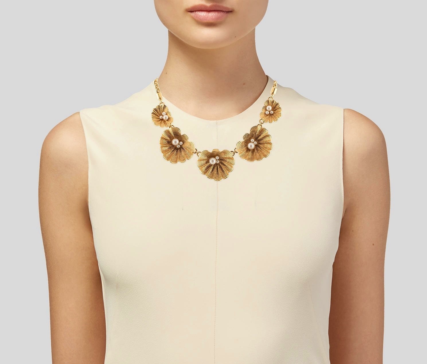 Kate Spade Monterey Bay Short Clamshell Gold Pearl Necklace clam seashell shell