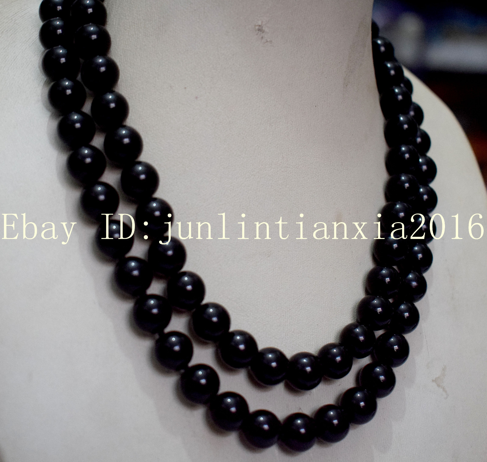 Natural 8mm-14mm Black Agate Onyx Gemstone Round Beads Necklace 24”-100” AAA