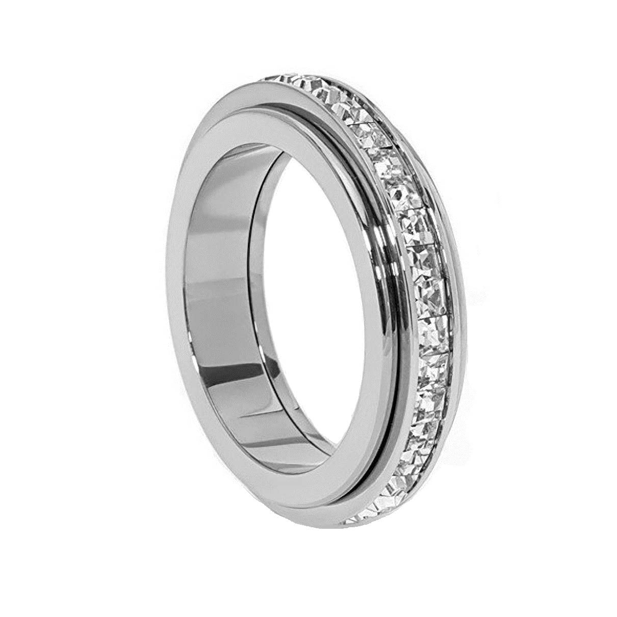 Anxiety Rings Titanium Steel Spinner Fidget Band Rings for Women Ladies Cubic…