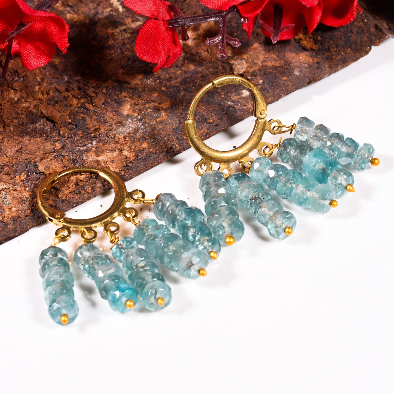 Aqua Kyanite Dangle & Drop Earrings – Handmade Wire Wrapped Gemstone Jewelry
