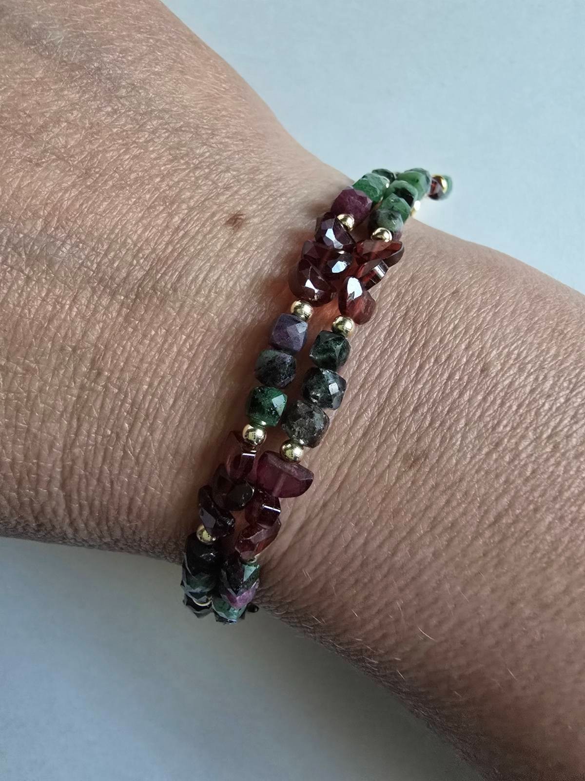 Ruby Zoisite Garnet Beaded Bracelet Natural Gemstone Handmade Jewelry Gift