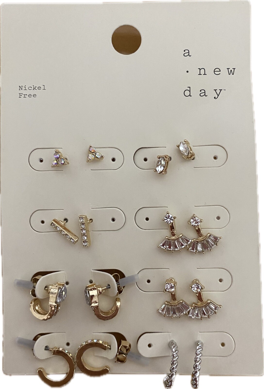 New Women’s A New Day Mini Cuffs Hoops And Stud Earrings 8 Pair Nickel Free