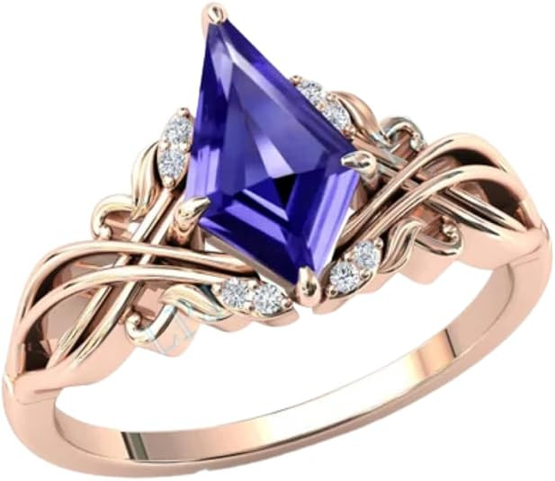 2carat Womens Engagement Ring,Kite Cut Tanzanite Gemstone Wedding Ring for Women