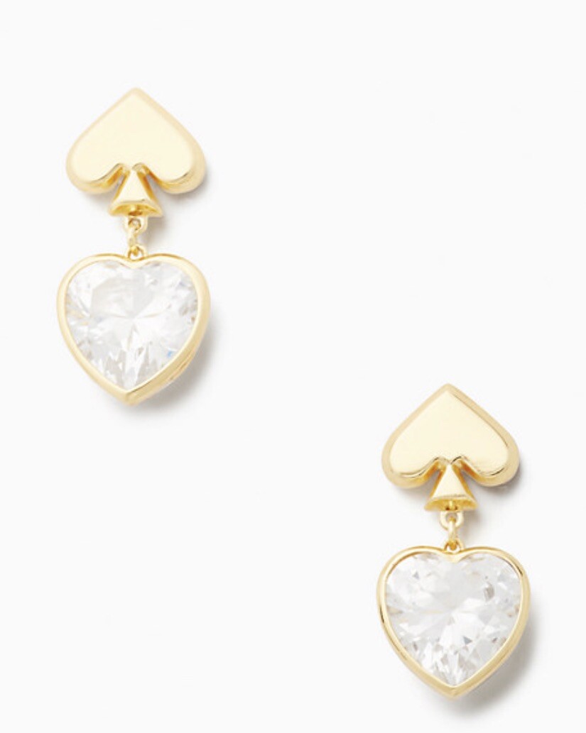 NWT Kate Spade Everyday Spade Drop Studs Earrings K5774 Clear/Gold $99
