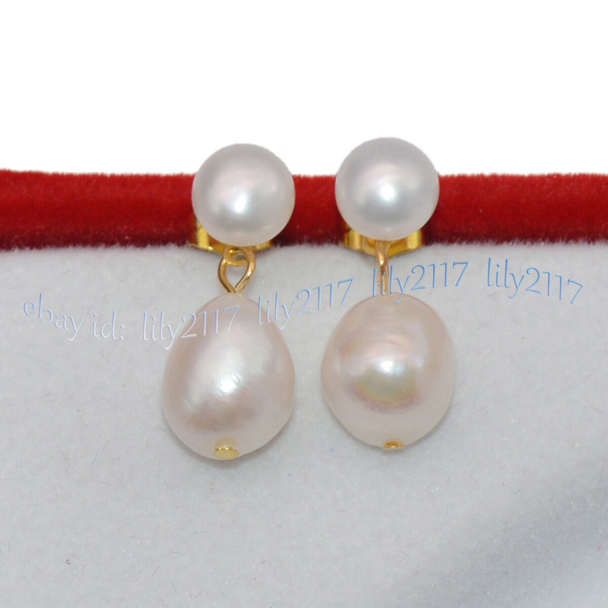 4 Pairs Natural Black White Pink Purple Double Akoya Pearl Dangle Stud Earrings
