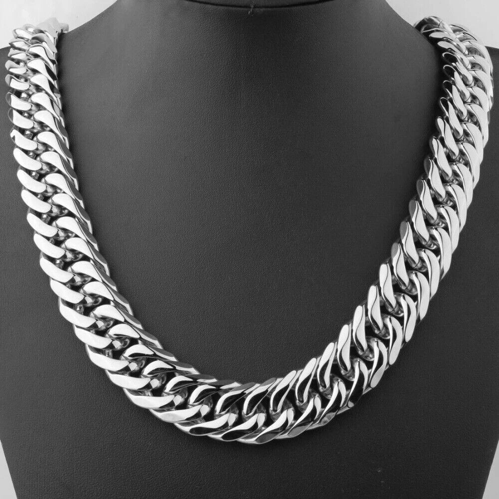 9/13/16/19mm Heavy Stainless Steel Curb Cuban Chain Men’s Women’s Necklace 7-40″