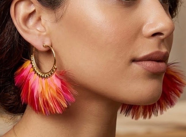 Gas Bijoux Feather Hoop Earrings -Handmade in France