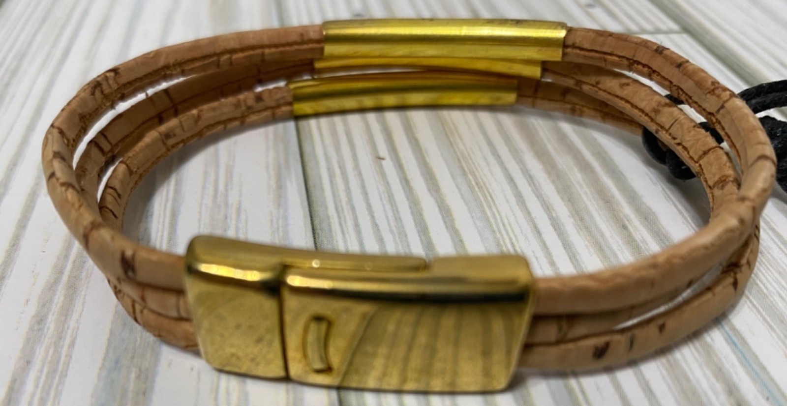 Corx Cork & Gold-Tone Metal Bracelet With Magnetic Clasp Recycled