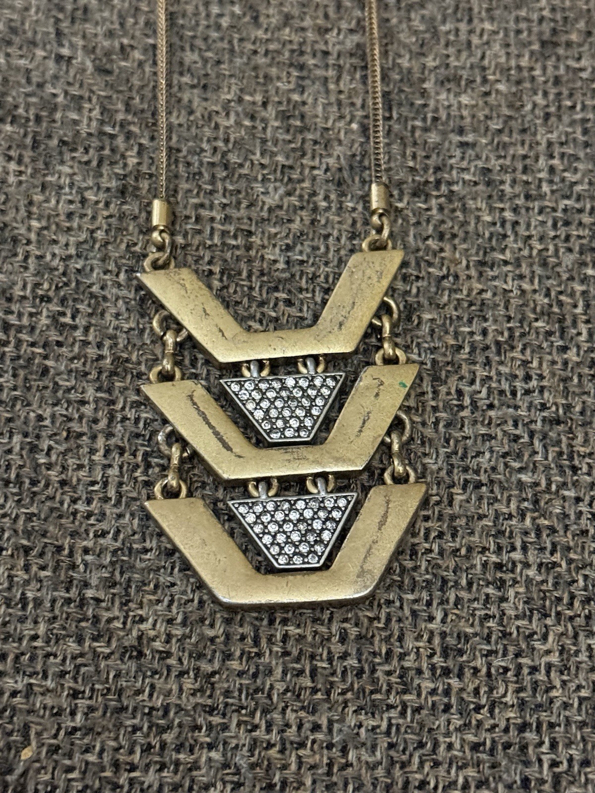 J.Crew Necklace Gold Tone Geometric Triangle Bib Statement Womens Jewelry 26″