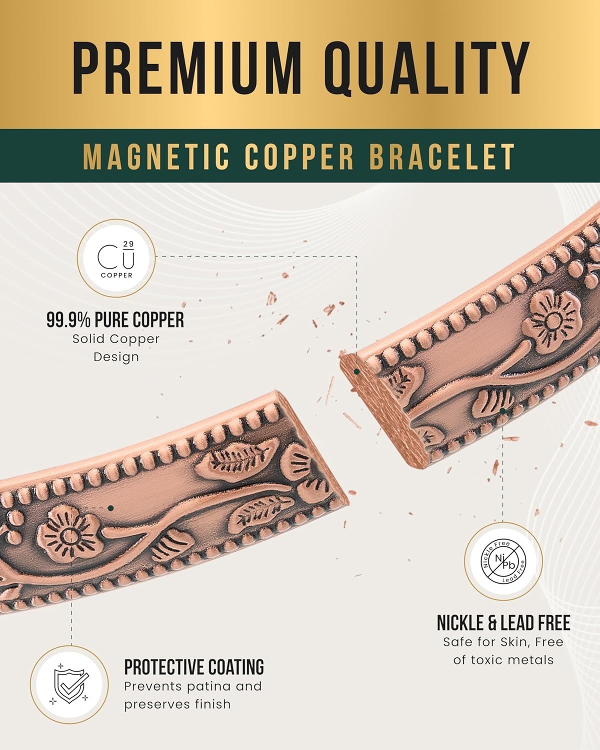 MagnetRX® Women’s Copper Bracelet Effective 99.9% Pure Copper Magnetic Bracelets
