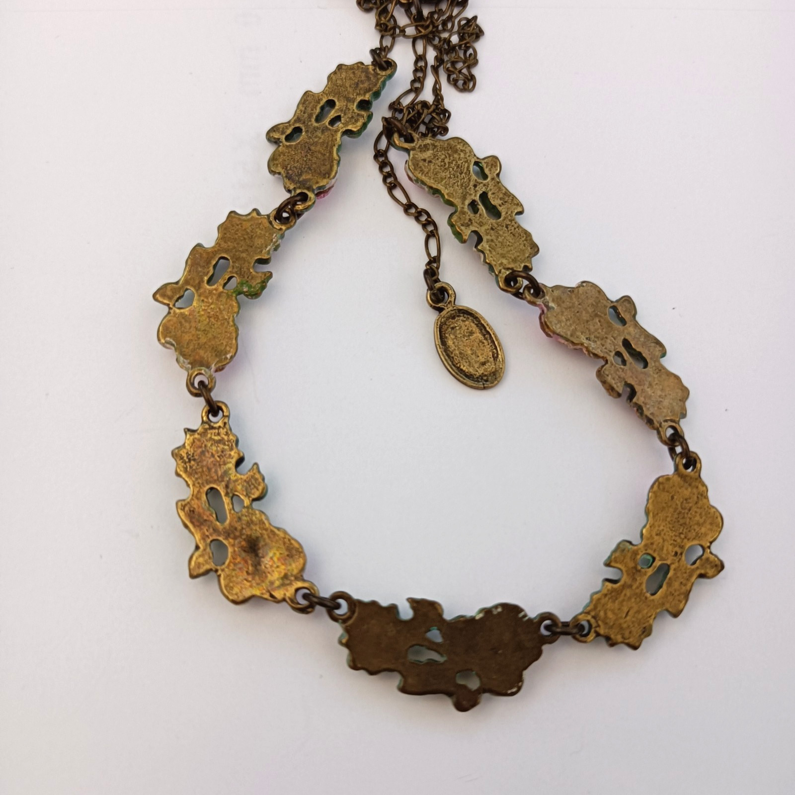Romantic Michal Negrin Necklace Pastel Floral Enamel Choker Fairy Shabby Chic