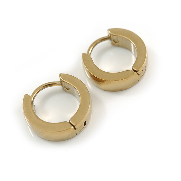 14mm Small Hoop Earrings In Gold Tone
