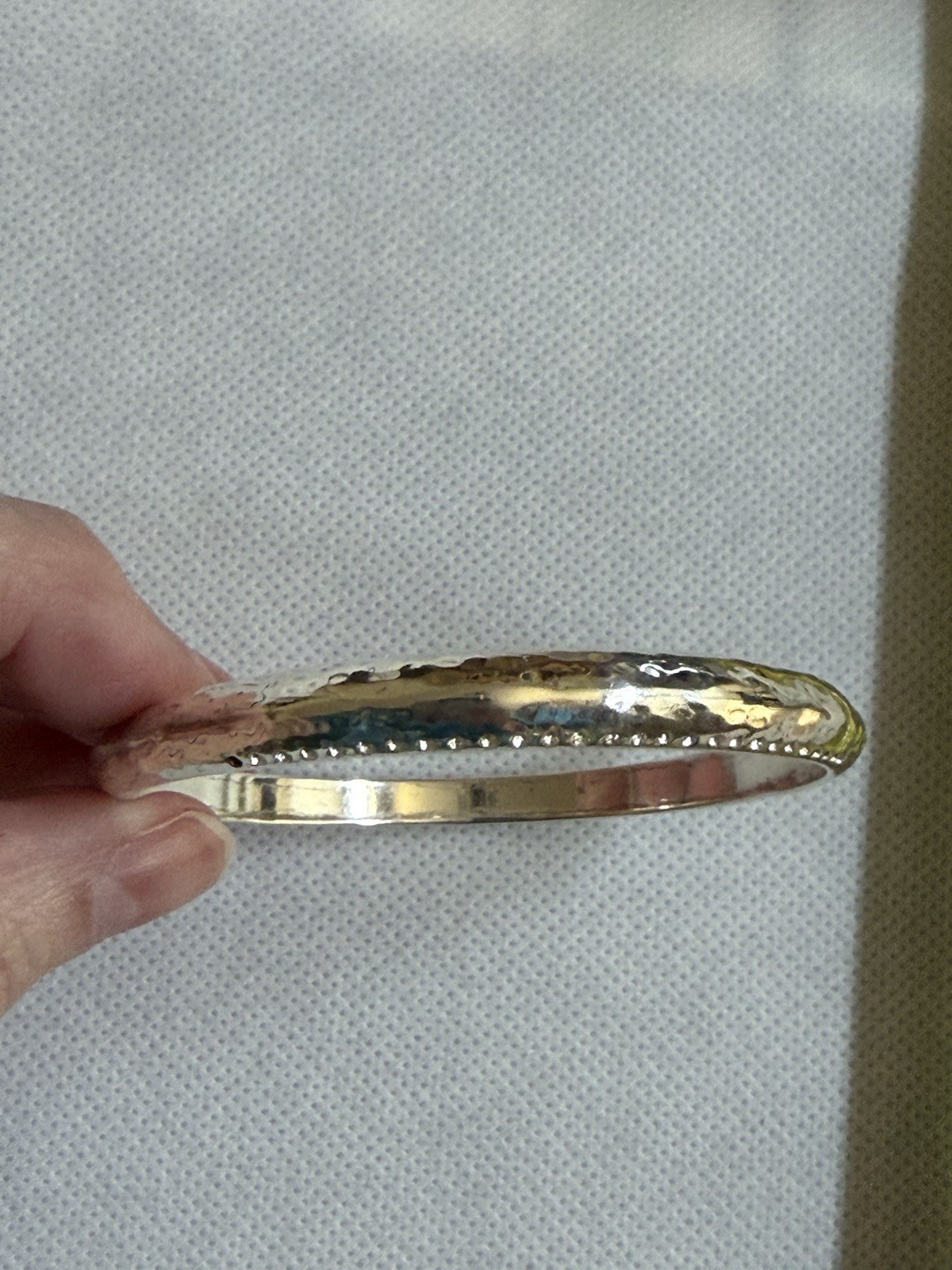Brighton Silver Hammered Slip-On Bangle Bracelet Signed Round No Stone Metal
