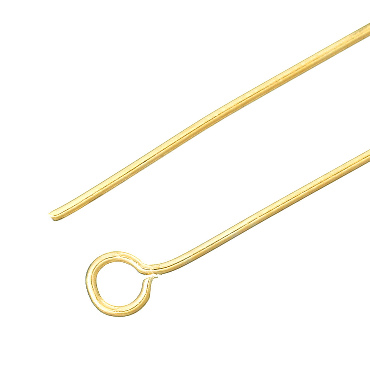 Sexy Sparkles 50 Pcs, Eye Pins Findings 18k Gold Plated 3cm Long, 0.7mm (21 Gaua