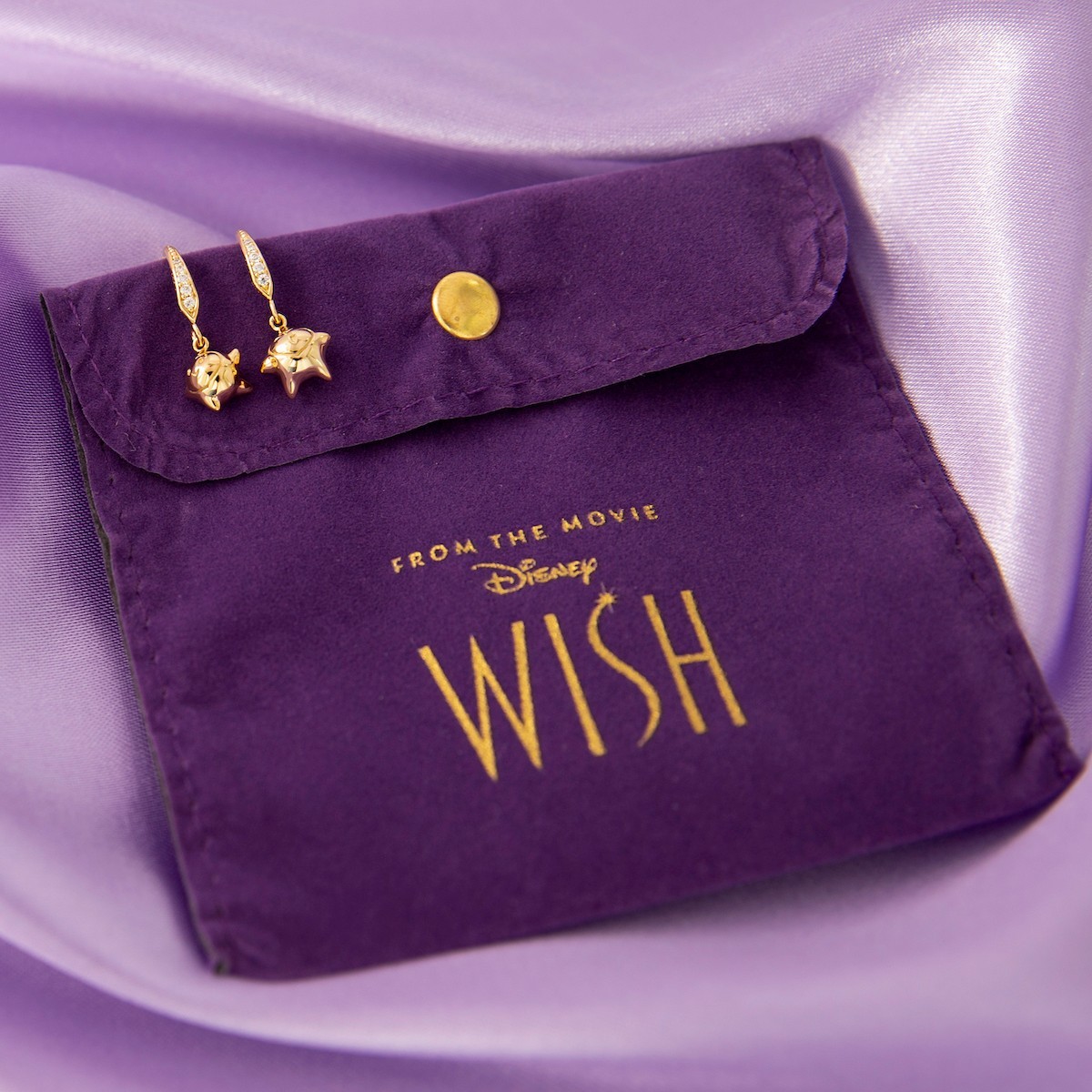 Disney X RockLove NEW ‘Wish’ Star Dangle Earrings – 14K Yellow Gold Plated
