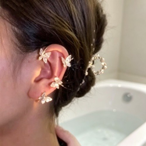 4 Pcs Butterfly Ear Cuffs Crystal Ear Climber No Piercing Jewelry Women Gift
