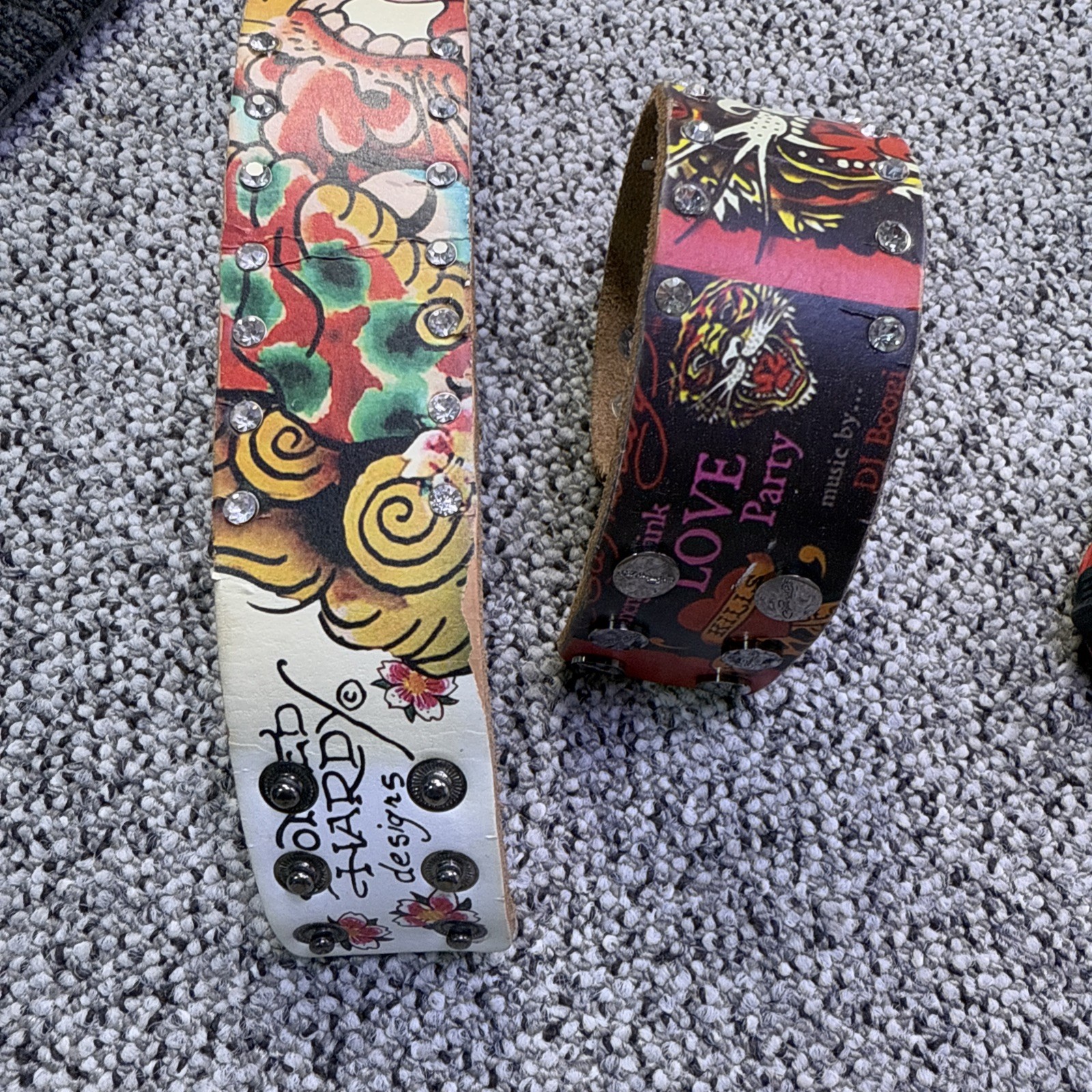 Ed Hardy bracelet adjustable love party tiger rhinestone Y2K graffiti tattoo
