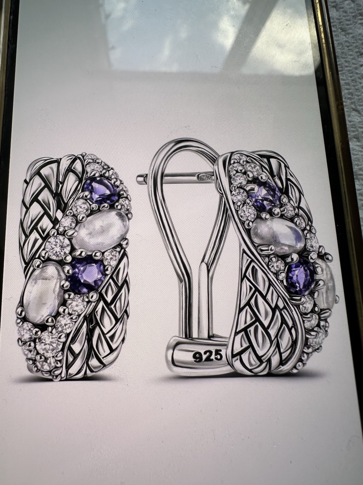 New 925 Silver Moonstone & CZ Jewelry Set – Ring & Earrings, Elegant Gift