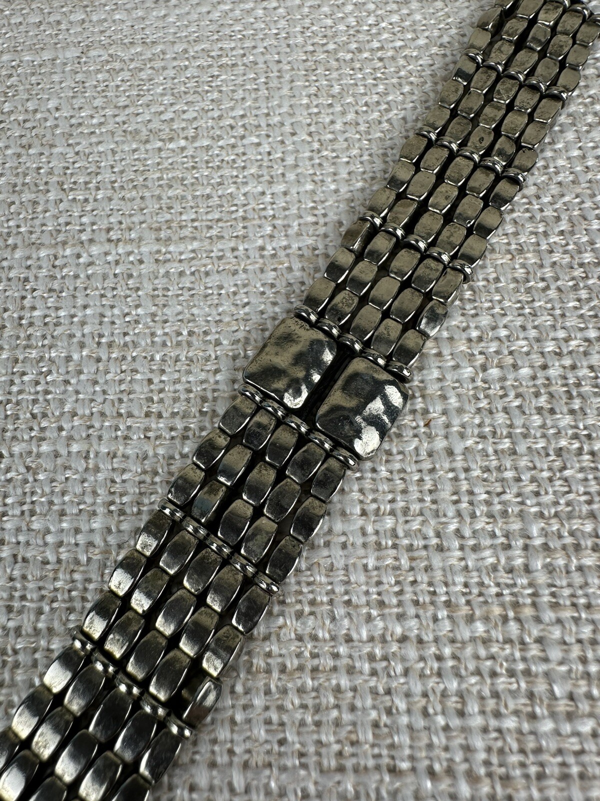 Metal Bead Bracelet – 5/8 in Wide Band – 7 1/2 in Length – Loop Button