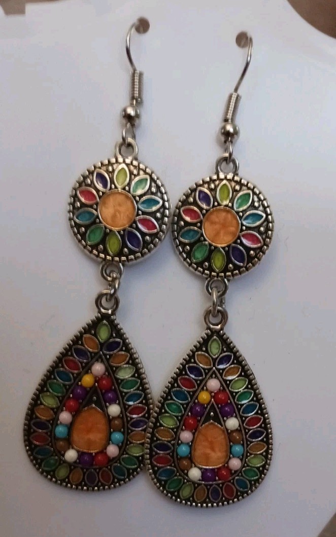 Fashion Earrings Womens Multicolor Teardrop Dangle Drop Hooks Bohemian Costume