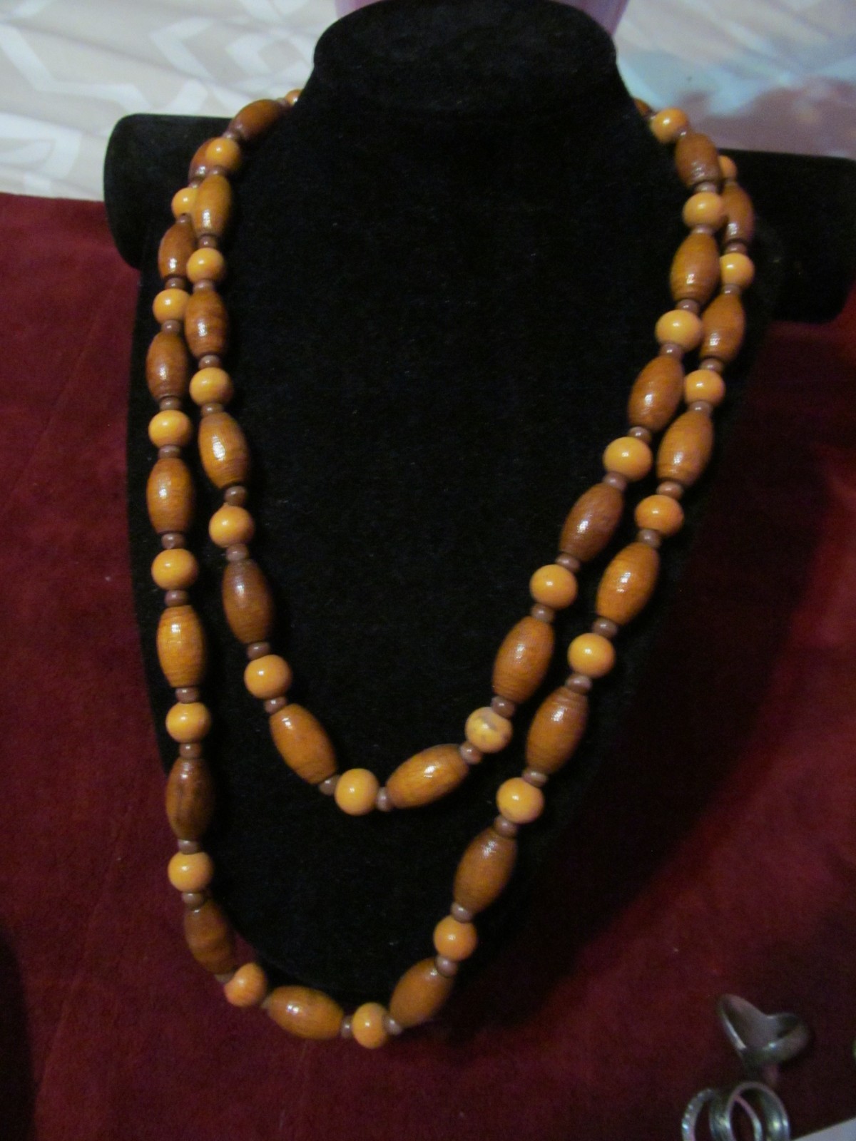 Long Wood Beaded 22 inch” Necklace