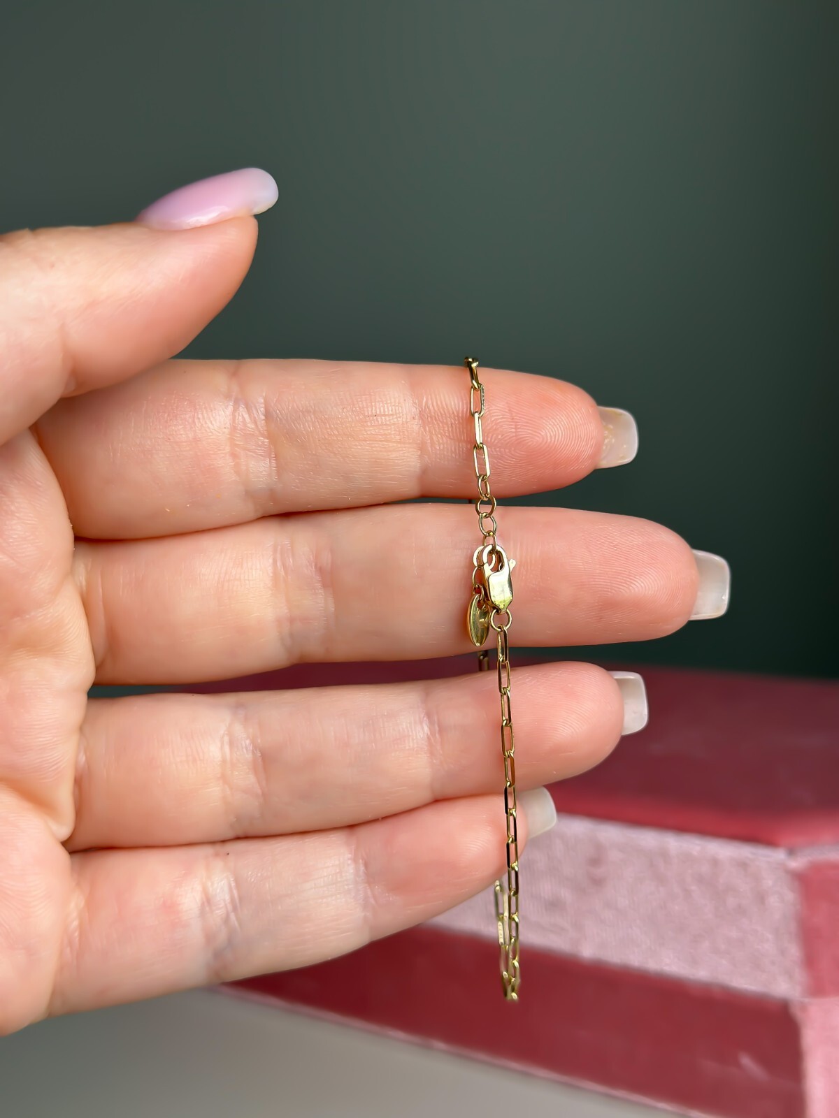 14k Solid Gold Star Bracelet Paper Clip Link 2mm, 6.5″ to 7″, Yellow Gold