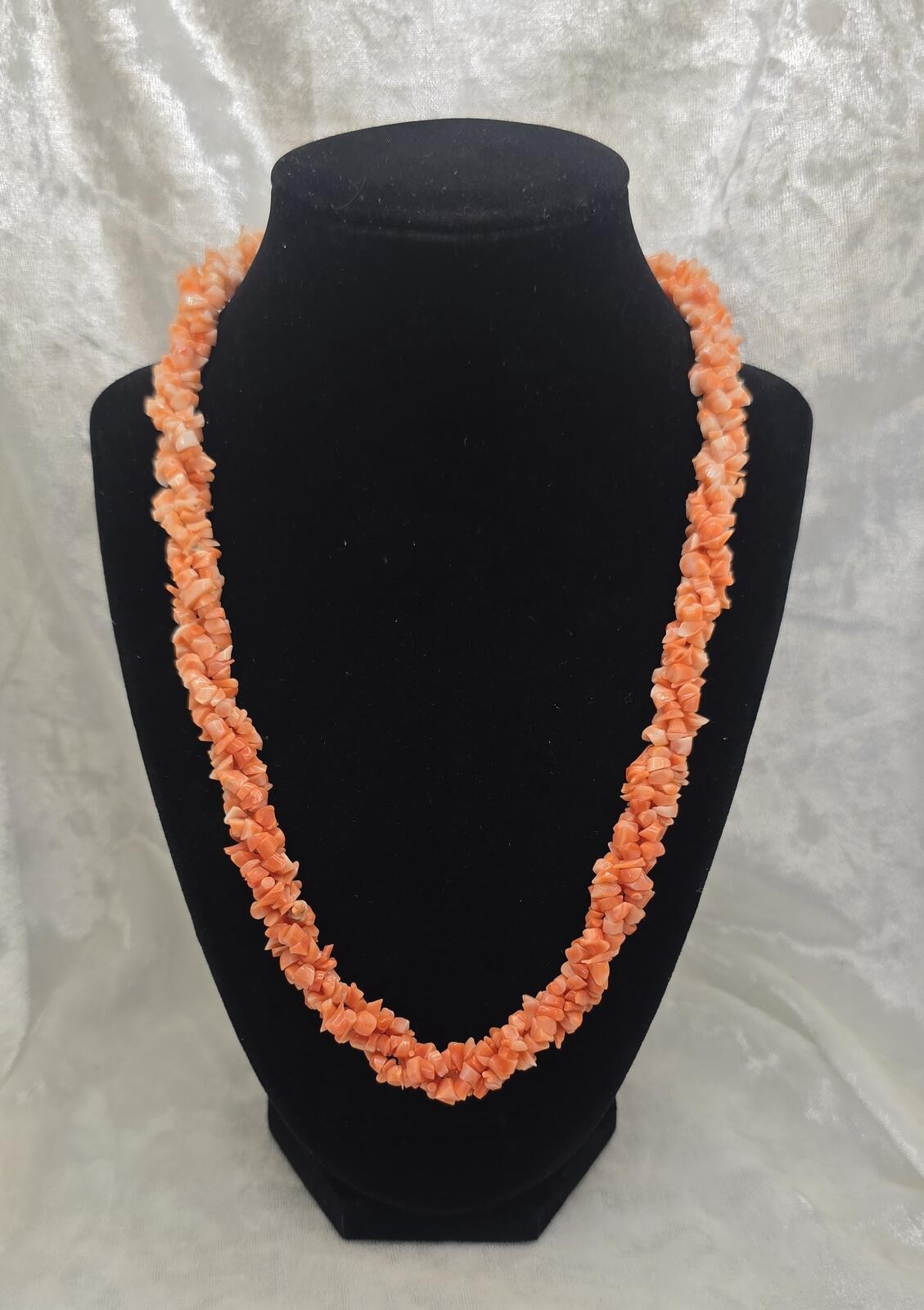 Vintage Coral Chip Necklace Natural Coral Beaded Necklace Salmon Pink Coral