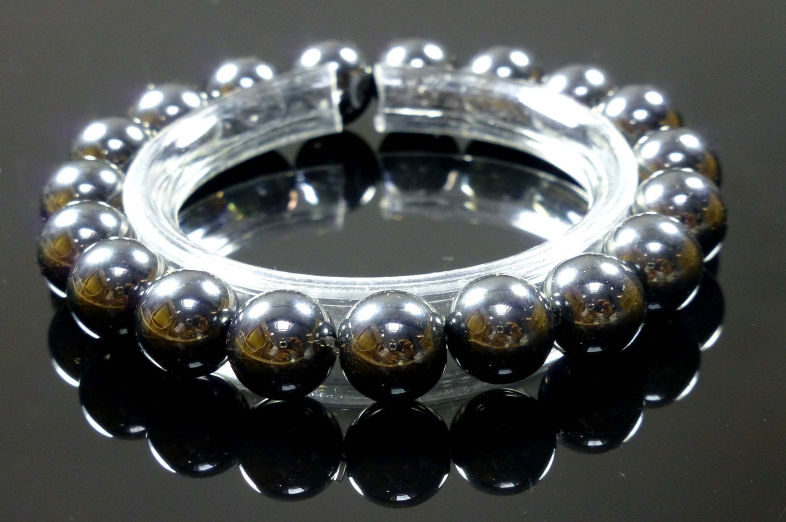 Silver Grey Hematite Crystal Gemstone Beaded Bracelet. Reiki Chakra