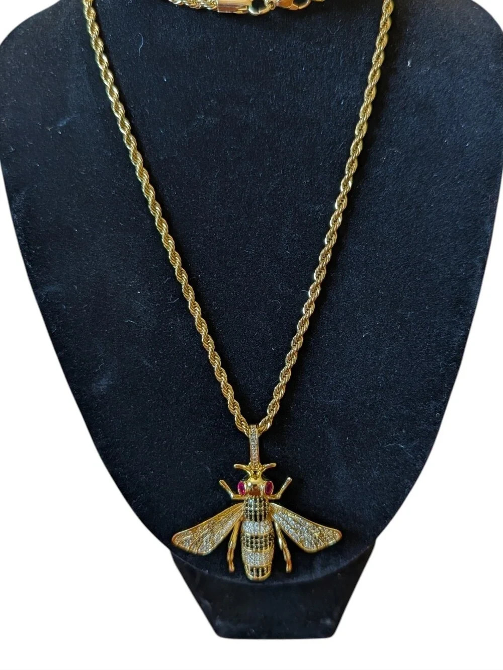 Gold Iced Bee Pendant Necklace