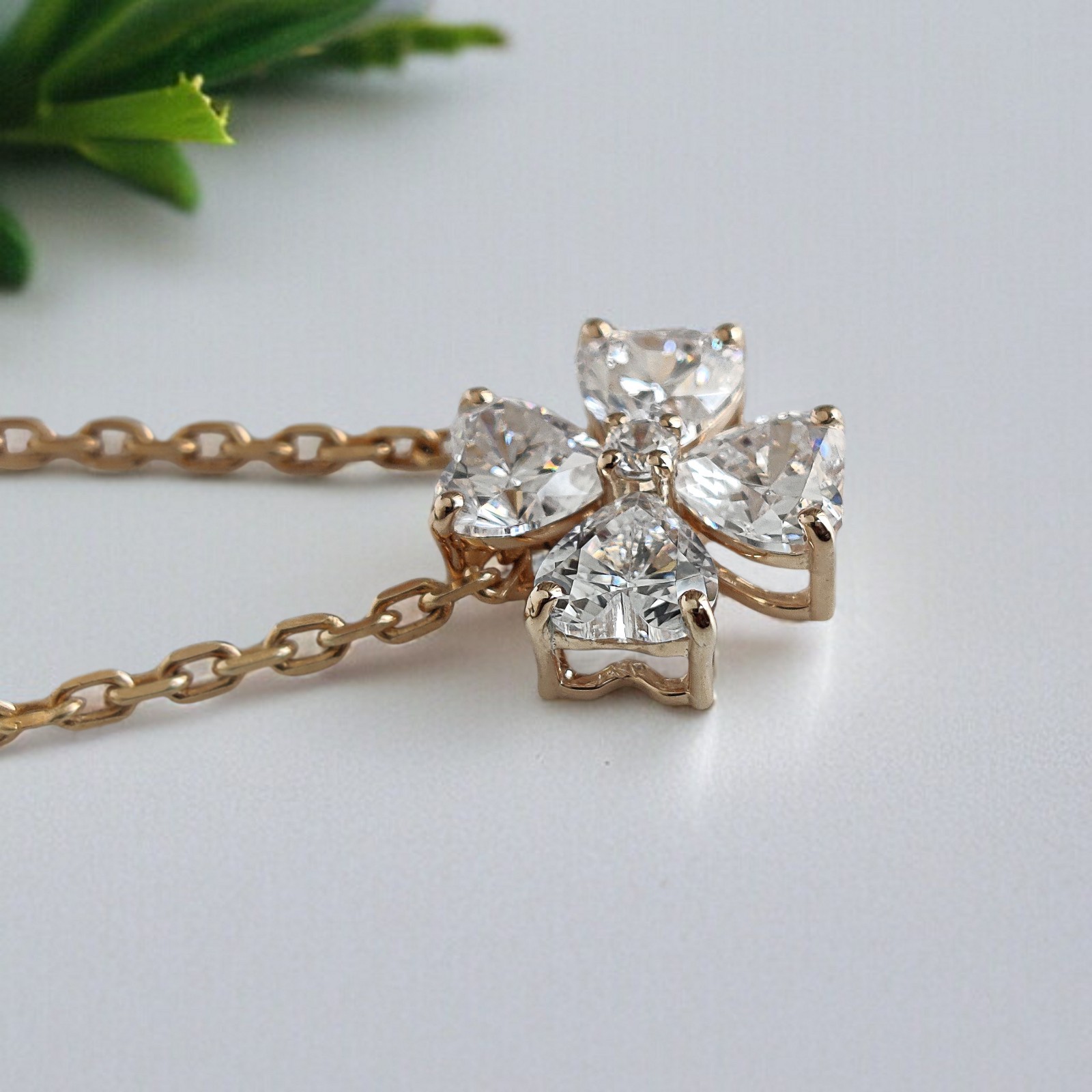 Heart Cut CZ Diamond Simulant Pendant Yellow Silver handmade jewelry Necklace