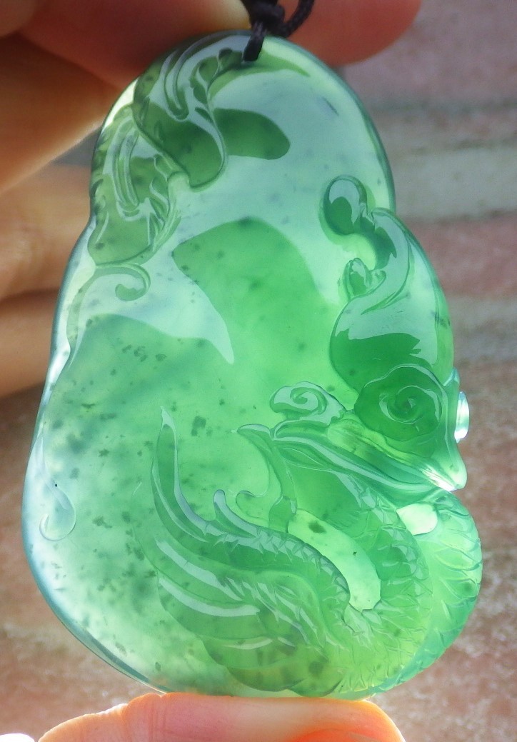 Video Certified Green Natural A Jade jadeite Pendant Phoenix 凤凰 132961