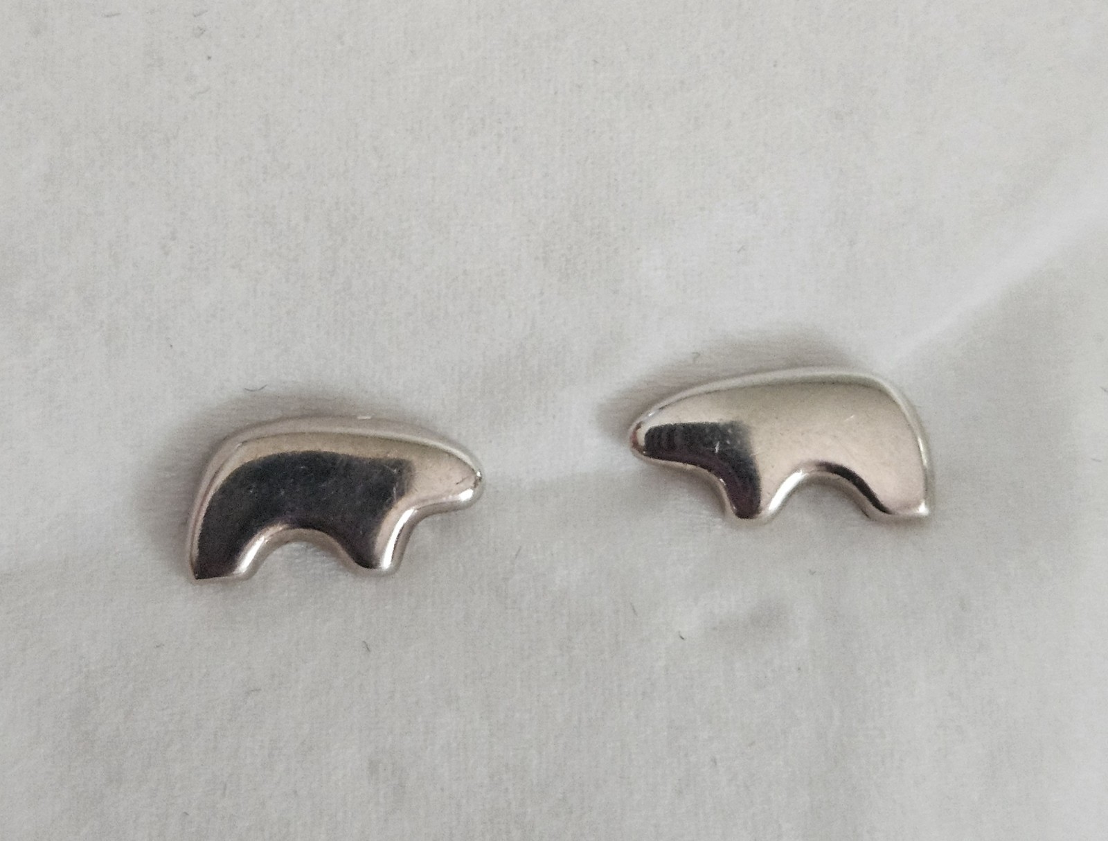 Golden Bear Vail Baby Bear 14k White Gold Plated & Sterling Silver Stud Earrings