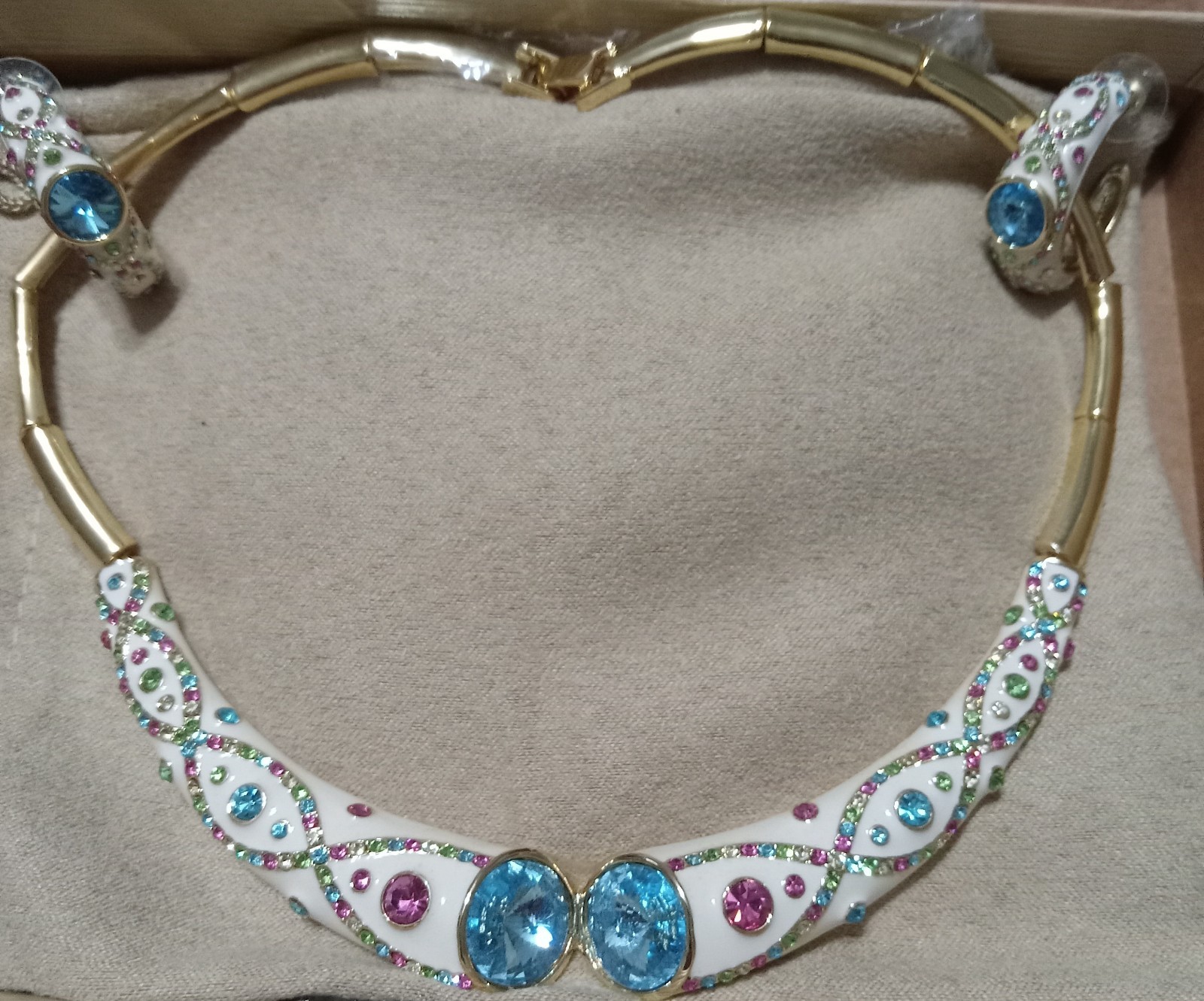 Off Park Collection Multicolor Crystal White Enamel Gold Tone Jewelry Set