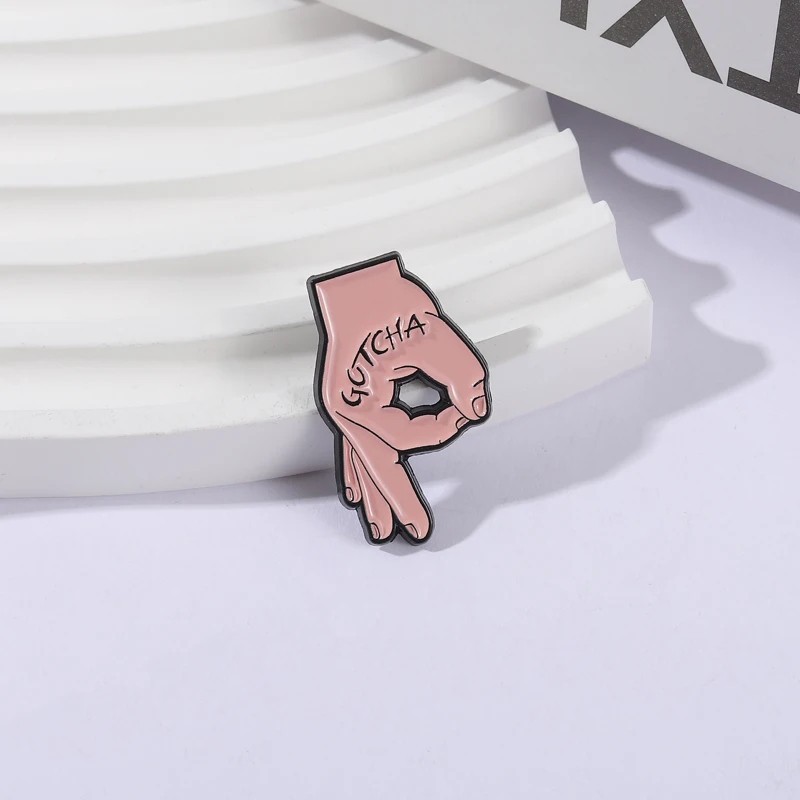 Gotcha Ok Gesture Enamel Pins Brooch Creative Game Okay Gesture Brooche Backpack