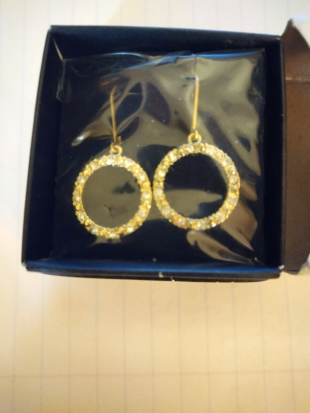 AVON PAVE OPEN CIRCLE EARRINGS Gold Tone IN BOX NEW 2013