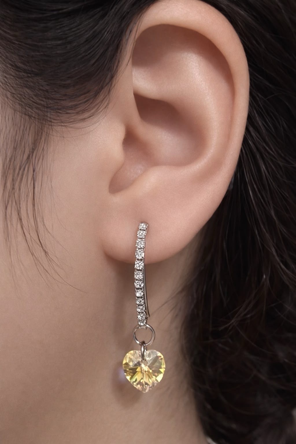 Crystal Swarovski Elements Majestic Heart Rhodium Plated Earrings Embellate