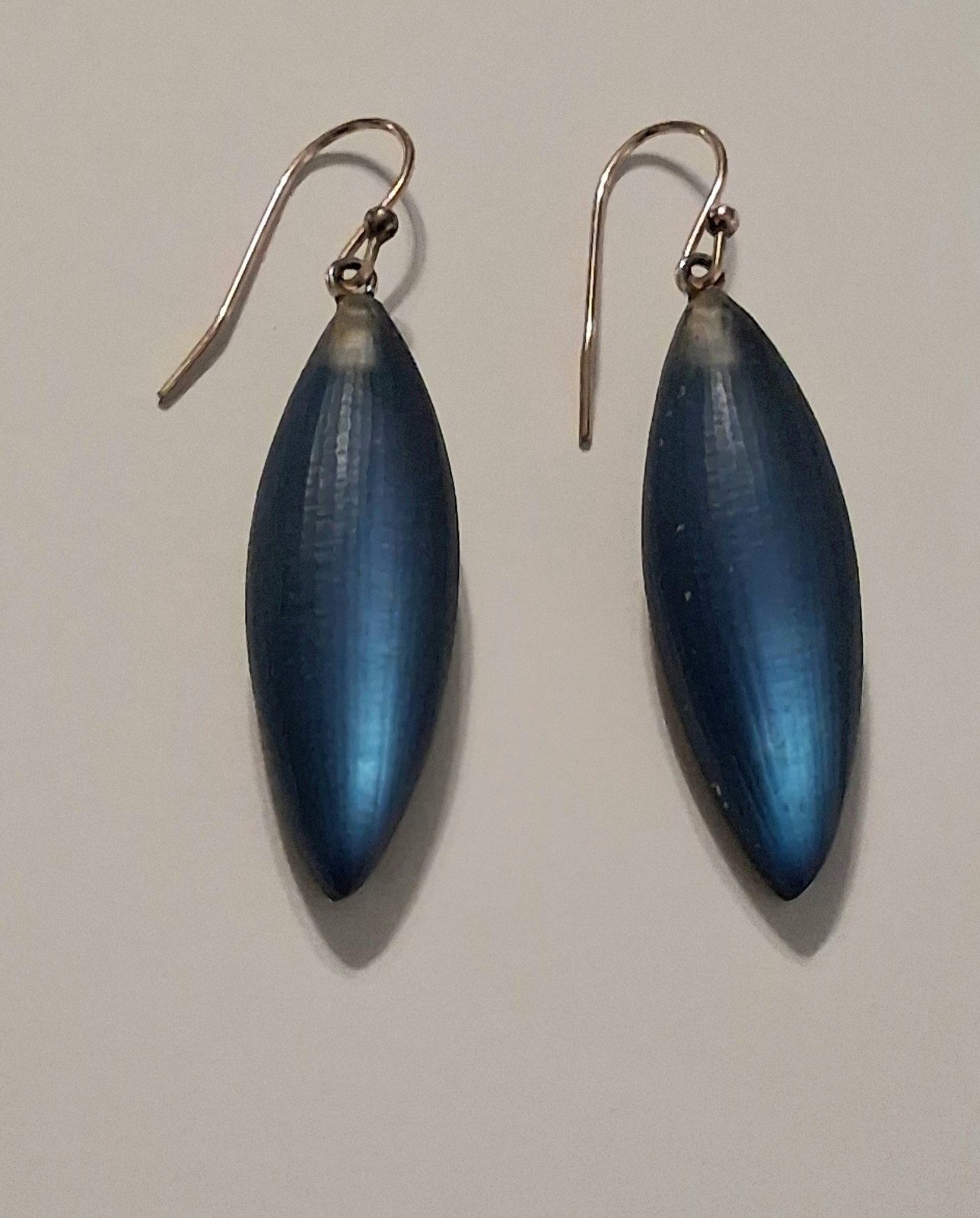 Alexis Bittar Blue Lucite Marquise Dangle/Drop Hook Earrings Signed 2 in